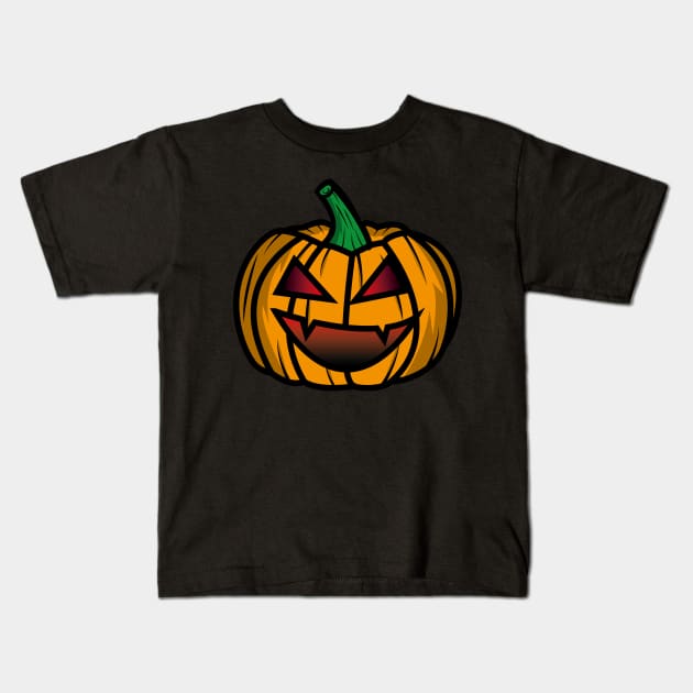 spooky Halloween Pumpkin Kids T-Shirt by JDP Designs